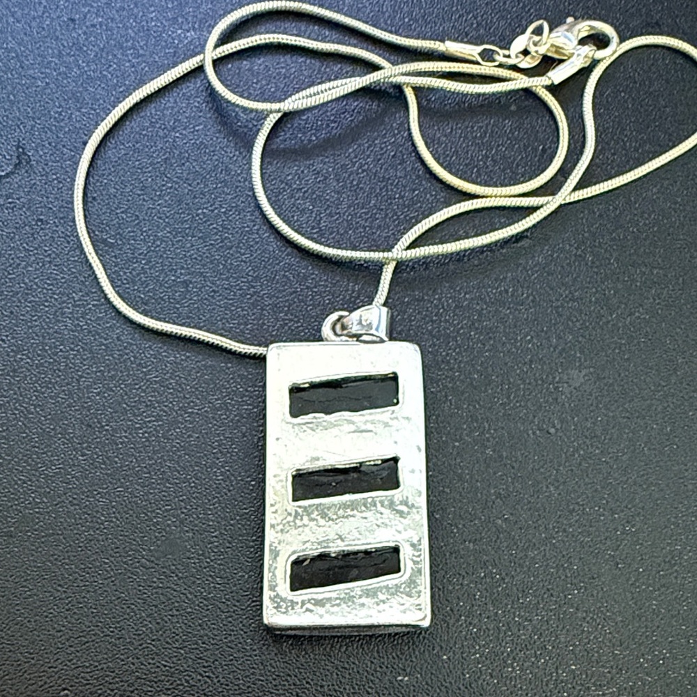 Abalone Shell Rectangular Pendant Necklace - image 2